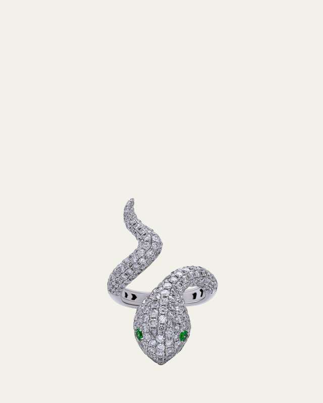 White Gold White Diamond Ring from The Snake Collection, Size 7